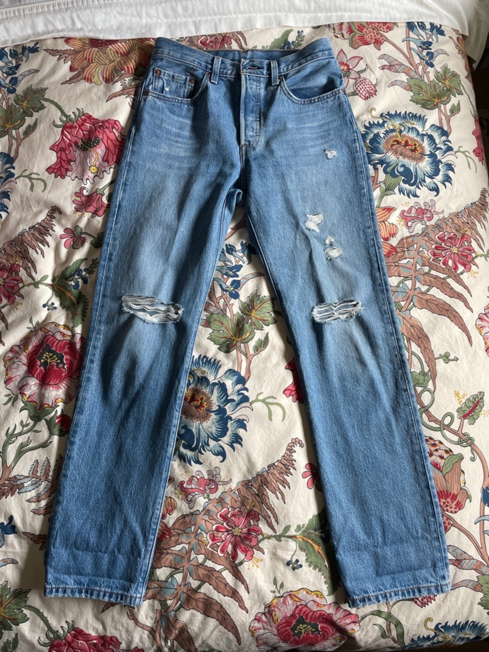 Levi’s 501 Original Medium Wash Distressed Jeans